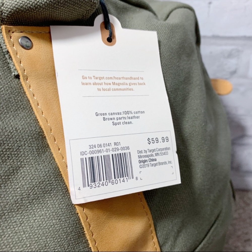 Hearth & Hand Weekender Bag Olive Green - NWT - Picture 8 of 8